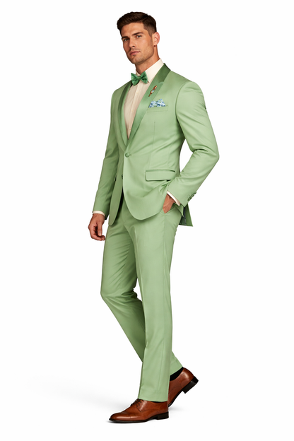 Light Green Tuxedo Suit for Men  Satin Lapel Wedding and Prom Suit in Color Sage Green Tuxedo