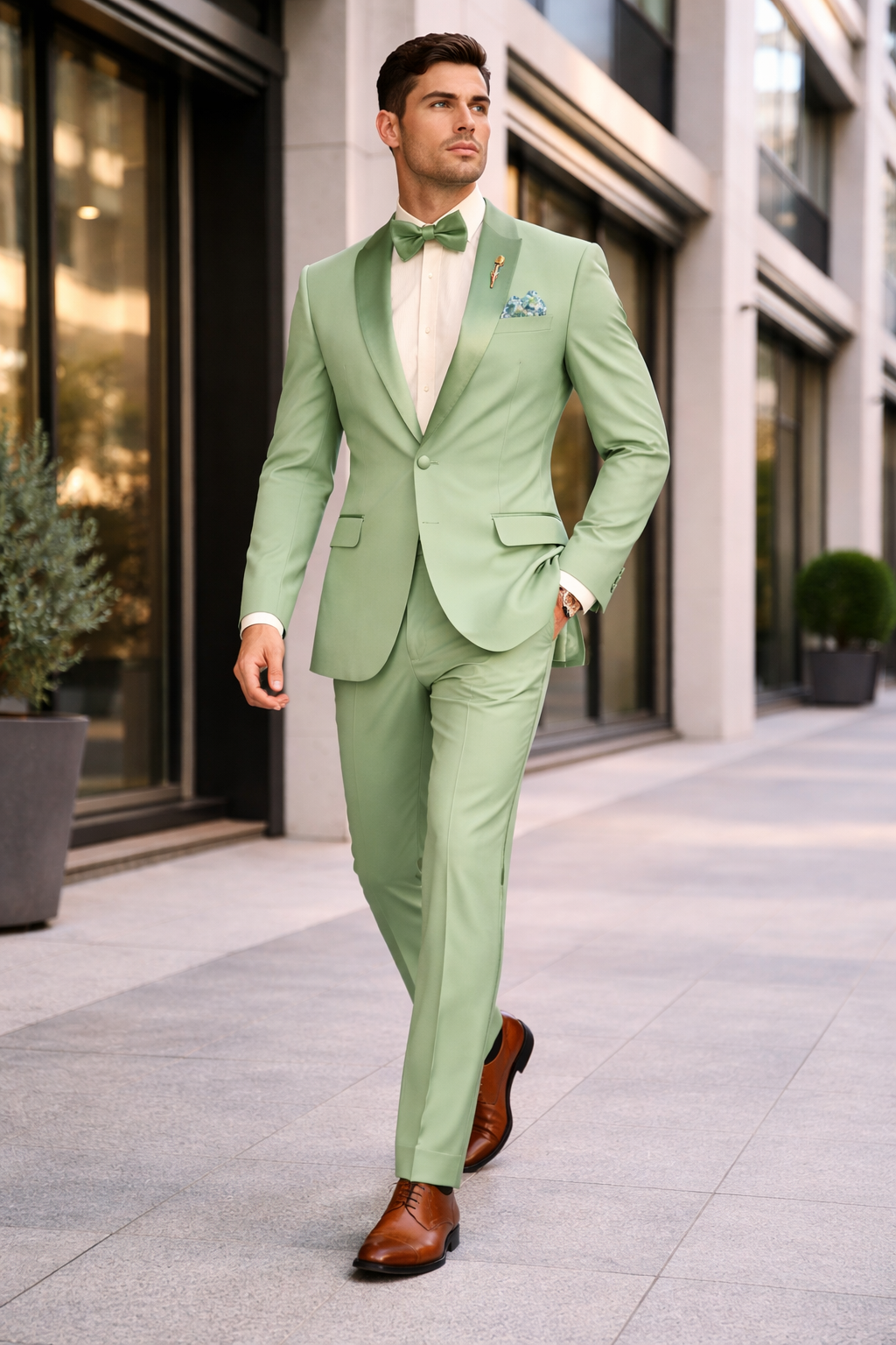 Light Green Tuxedo Suit for Men  Satin Lapel Wedding and Prom Suit in Color Sage Green Tuxedo