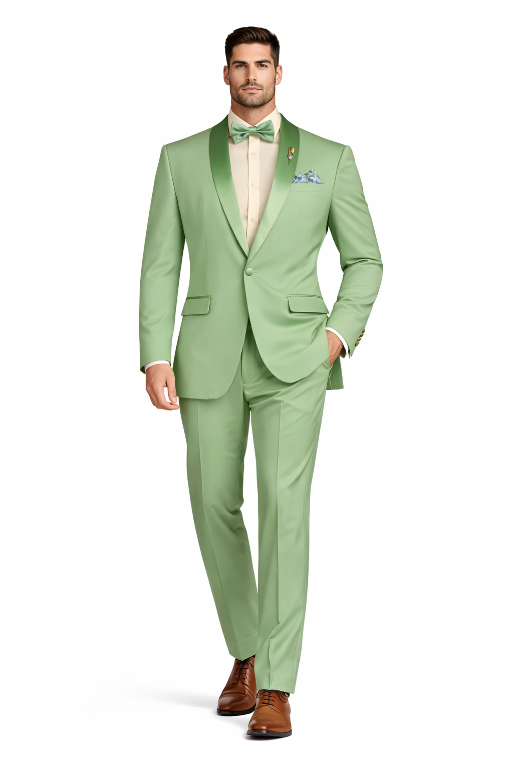 Light Green Tuxedo Suit for Men  Satin Lapel Wedding and Prom Suit in Color Sage Green Tuxedo