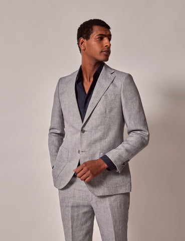 Mens Linen Suit For Beach Wedding - Summer Suit in Light Grey - Men's Tuxedo USA