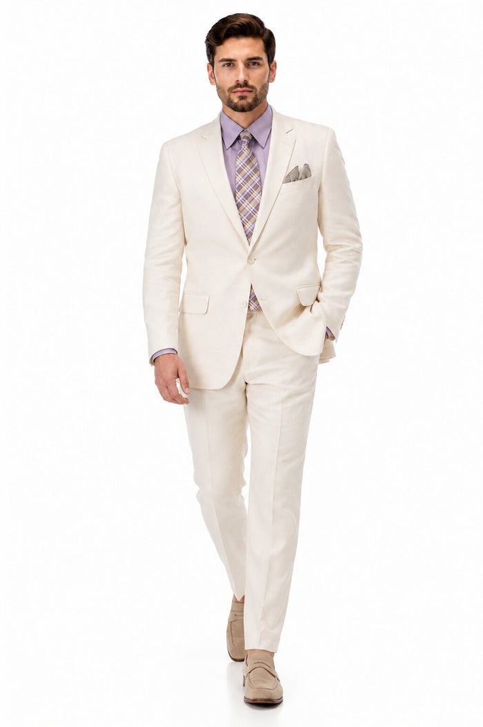 Linen Suit - Mens Summer Suits Ivory Big and Tall  Color - Beach Wedding