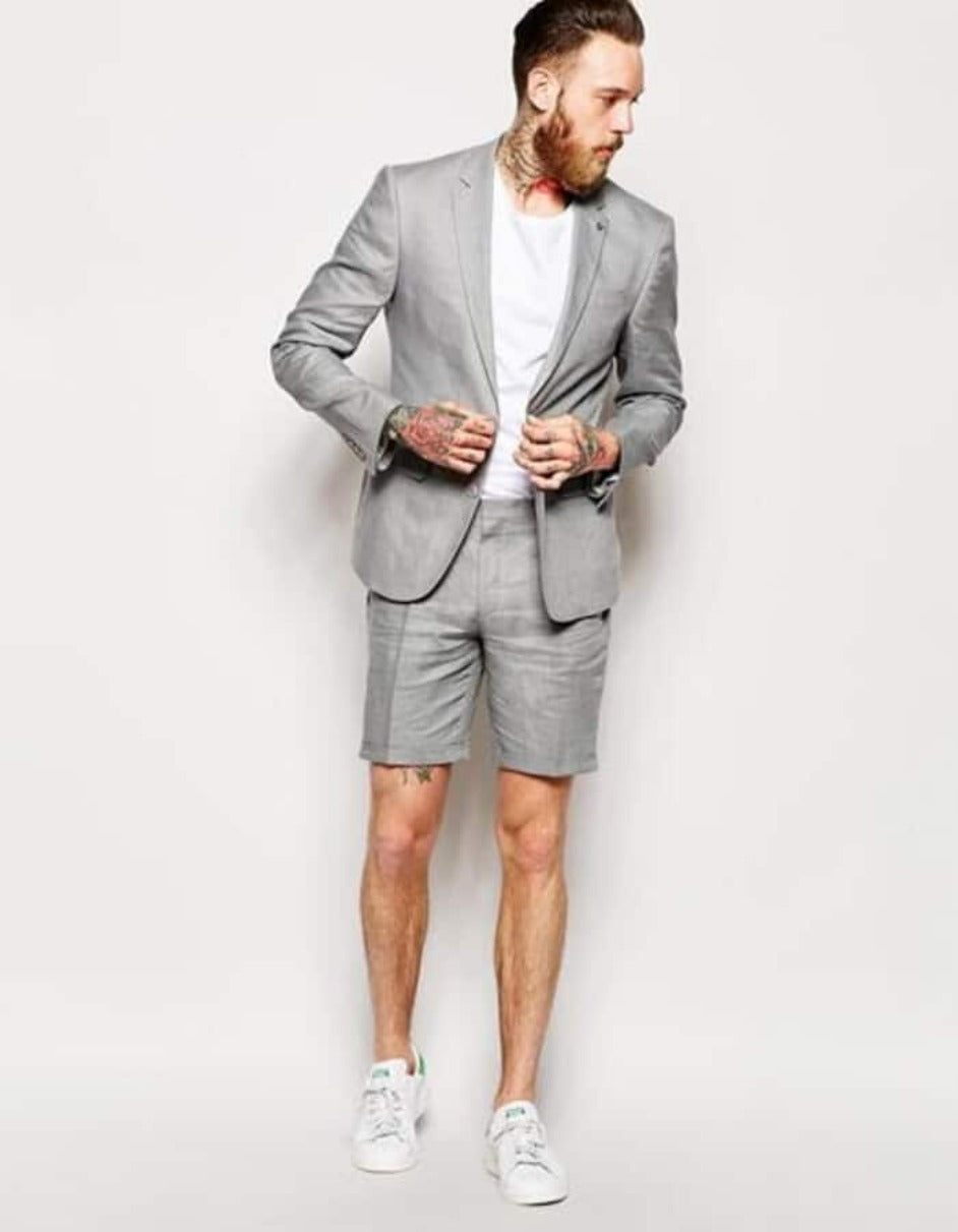 38 Linen Suit Mens Summer Suits in Grey Color Beach Wedding
