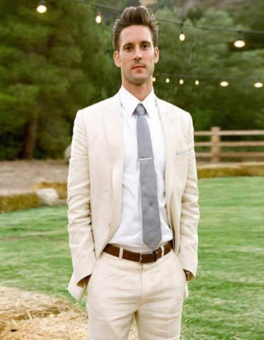 Linen Suit - Mens Summer Suits Ivory Cream Off White  Color - Beach Wedding