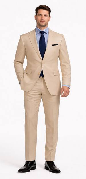 Linen Suit - Mens Summer Suits Tan 2 Button Color - Beach Wedding
