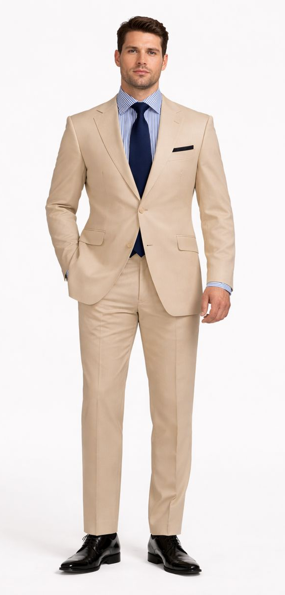 Linen Suit - Mens Summer Suits Tan 2 Button Color - Beach Wedding