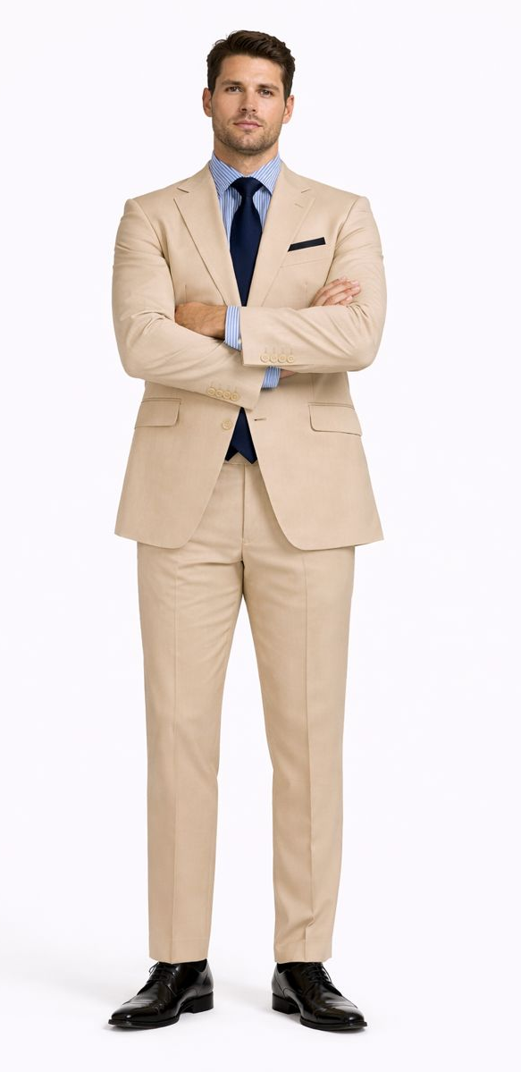 Linen Suit - Mens Summer Suits Tan 2 Button Color - Beach Wedding