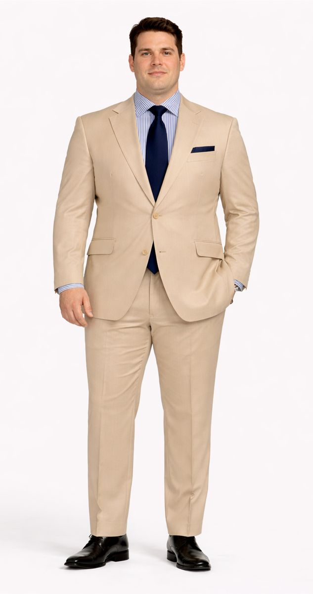 Linen Suit - Mens Summer Suits Tan 2 Button Color - Beach Wedding