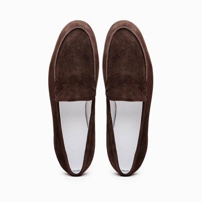Zelli Livorno Sueded Italian Goatskin Slip-On Loafers in Brown