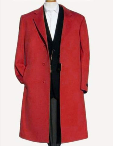 Red Trench Coat - Long Red Coat - Mens Red Peacoat - Mens Red Overcoat - Wool Fabric