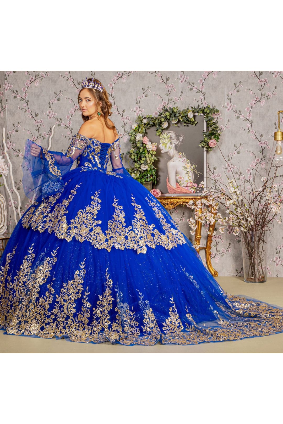 Long Sleeve Off Shoulder Ball Gown by Elizabeth K GL3184 - Quinceanera Dresses