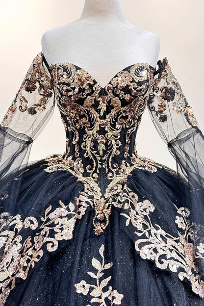 Long Sleeve Off Shoulder Ball Gown by Elizabeth K GL3184 - Quinceanera Dresses