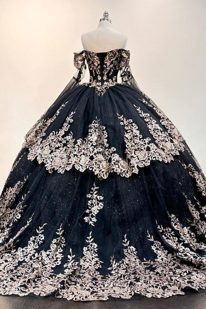 Long Sleeve Off Shoulder Ball Gown by Elizabeth K GL3184 - Quinceanera Dresses