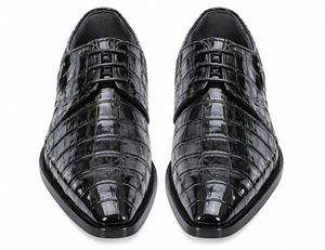 Los Altos Black Genuine All-Over Crocodile Shoe ~ World Best Alligator ~ Gator Skin Belly Shoes