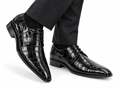 Los Altos Black Genuine All-Over Crocodile Shoe ~ World Best Alligator ~ Gator Skin Belly Shoes