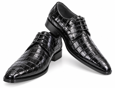 Los Altos Black Genuine All-Over Crocodile Shoe ~ World Best Alligator ~ Gator Skin Belly Shoes