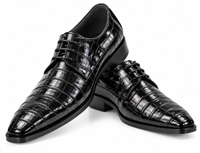 Los Altos Black Genuine All-Over Crocodile Shoe ~ World Best Alligator ~ Gator Skin Belly Shoes