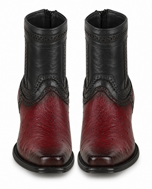 Los Altos Boots - Mens Dress Cowboy Boot - Low Priced  Burgundy Smooth Ostrich Short Cowboy Boots- in Burgundy