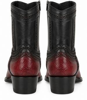 Los Altos Boots - Mens Dress Cowboy Boot - Low Priced  Burgundy Smooth Ostrich Short Cowboy Boots- in Burgundy