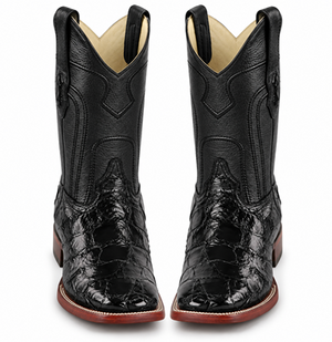 Los Altos Boots - Mens Dress Cowboy Boot - Low Priced Sanded Black Lizard Cowboy Boots- in Black