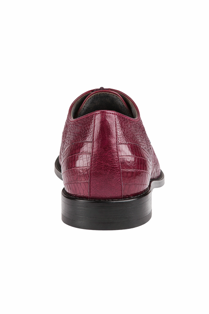 Los Altos Burgundy Caiman Belly & Teju Lizard Cap Toe Oxford Men's Lace Up Shoes