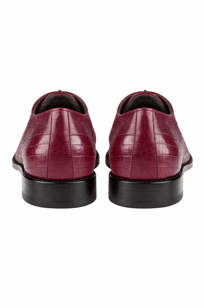 Los Altos Burgundy Caiman Belly & Teju Lizard Cap Toe Oxford Men's Lace Up Shoes