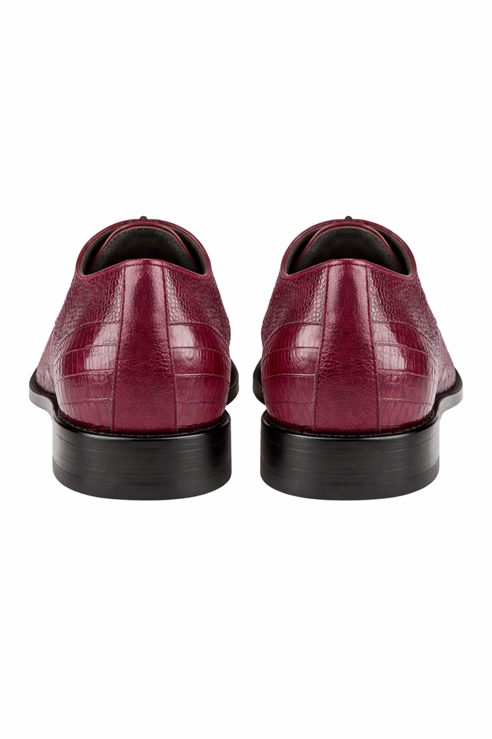 Los Altos Burgundy Caiman Belly & Teju Lizard Cap Toe Oxford Men's Lace Up Shoes