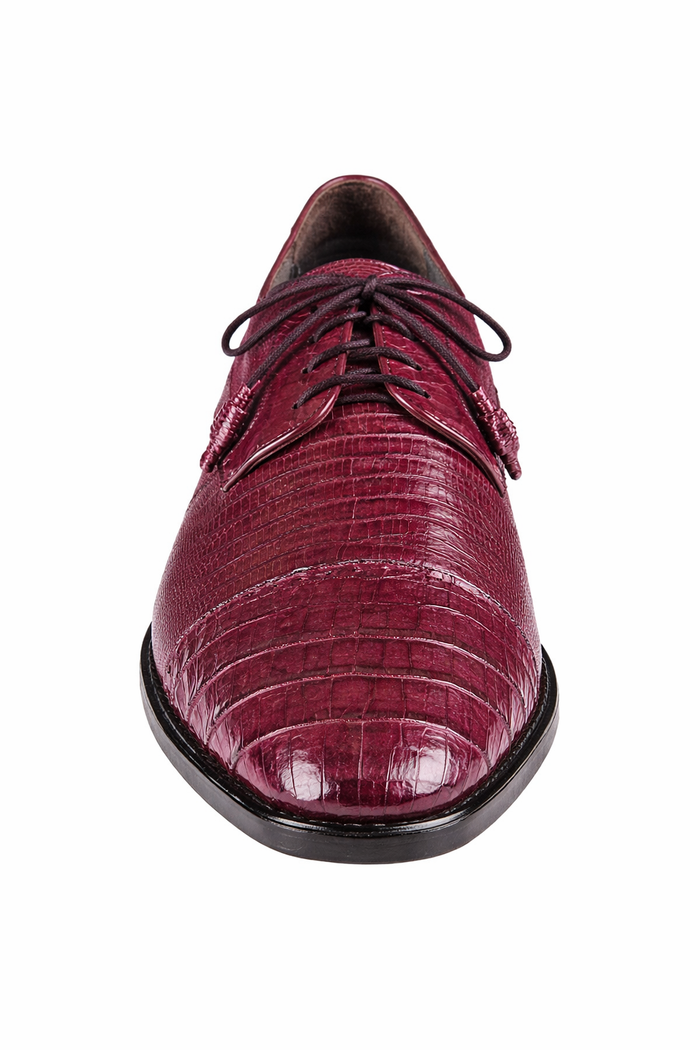 Los Altos Burgundy Caiman Belly & Teju Lizard Cap Toe Oxford Men's Lace Up Shoes
