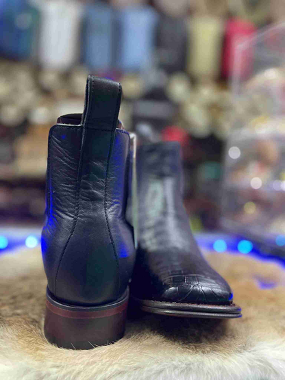Los Altos Crocodile Belly Exotic Ankle Boots Black