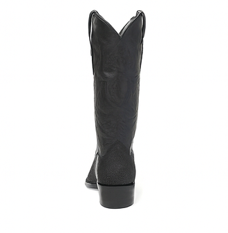 Los Altos Men's Black Stingray with Full Rowstone Finish Snip Toe Boots