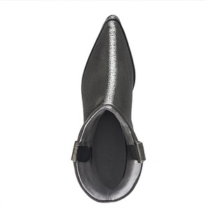 Los Altos Men's Black Stingray with Full Rowstone Finish Snip Toe Boots