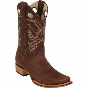 Los Altos Men's Genuine Leather Square Toe Boots - Walnut 8129940