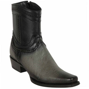 Los Altos Men's Original Smooth Ostrich Skin European Toe Short Boots - Grey
