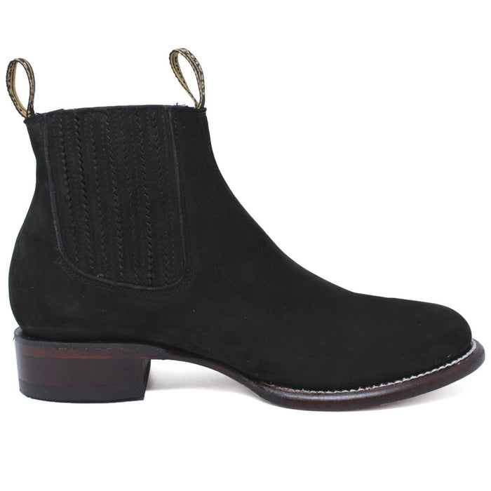 Los Altos Men's Round Toe Suede Leather Short Boots - Black 50B6305