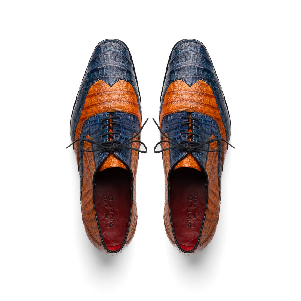 Marco Di Milano Luciano Crocodile Classic Wingtip Dress Shoes Oxfords
