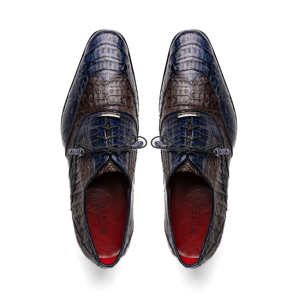 Marco Di Milano Luciano Crocodile Classic Wingtip Dress Shoes Oxfords