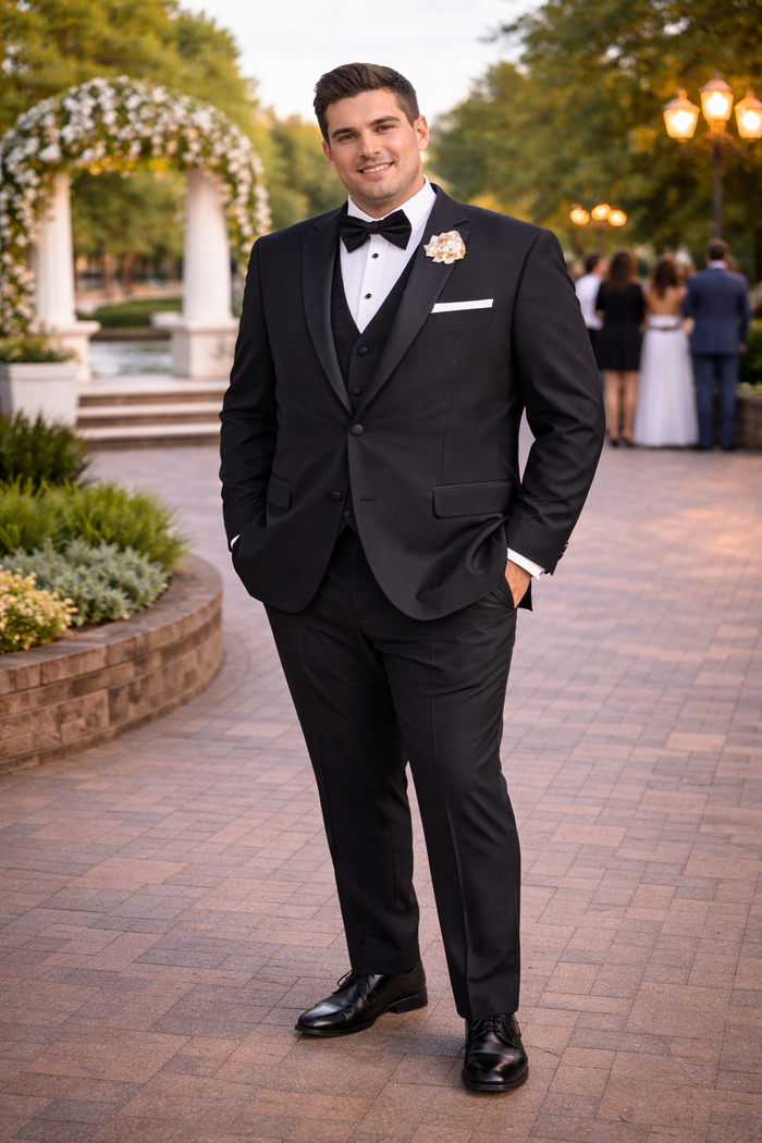 Mens Tiglio Black Tuxedo – Classic Formal Dinner Suit for Wedding, Prom and Black Tie Events