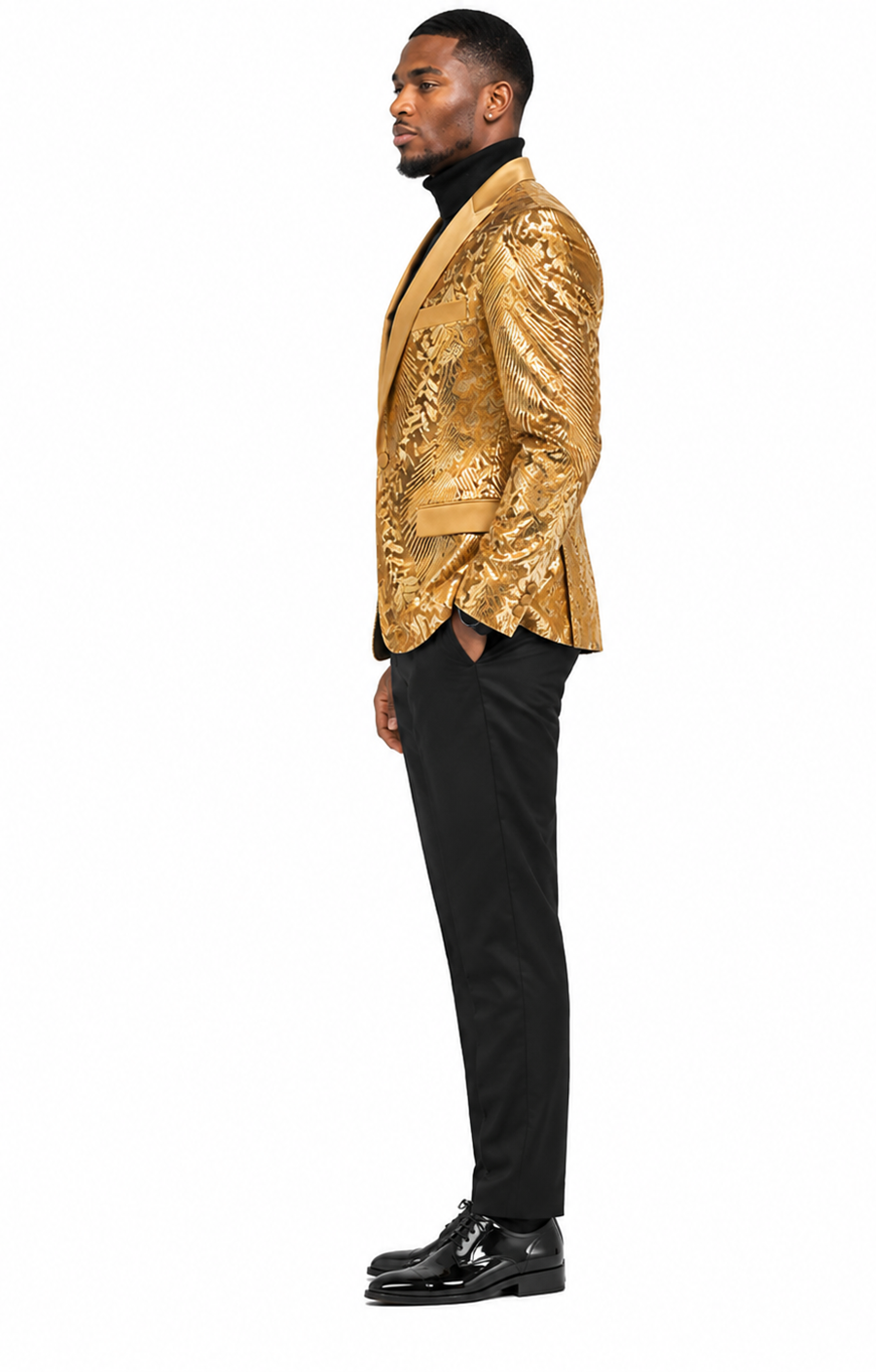 Mens Sequin Christmas Holiday Blazer – Luxury Party Jacket for New Year Jacket Sparkly Dinner Jacket in color "Gold"
