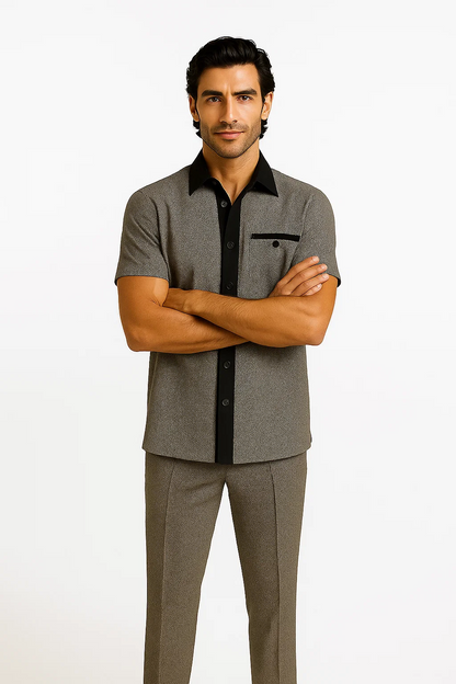 Mens Houndstooth Walking Suit by Dreams by Zacchi  2 Piece Lei sure Set in black/white- $99