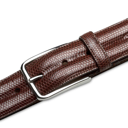 Mezlan Classic Lizard Belt - Dark Brown