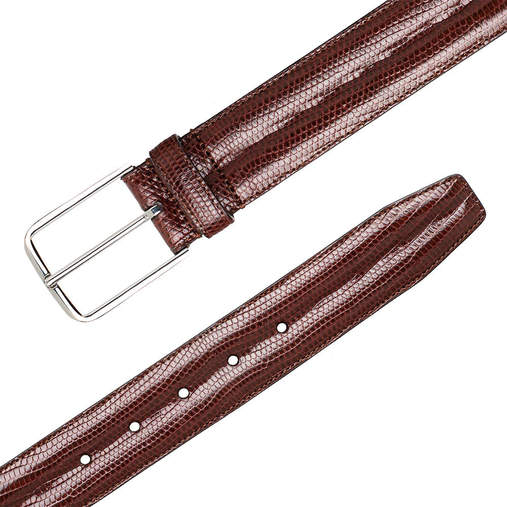 Mezlan Classic Lizard Belt - Dark Brown