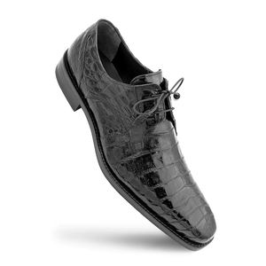 Mezlan Anderson Crocodile Derby Shoes Black (13584-F)