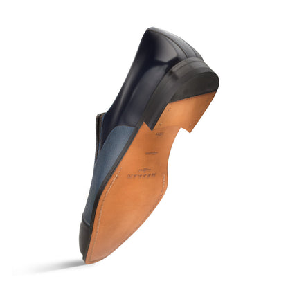 Mens Mezlan Modern Cap-Toe Slip-On Loafer Premium Calfskin That Bridges The Gap Between Formal Oxfords & Everyday Loafers In Color Blue