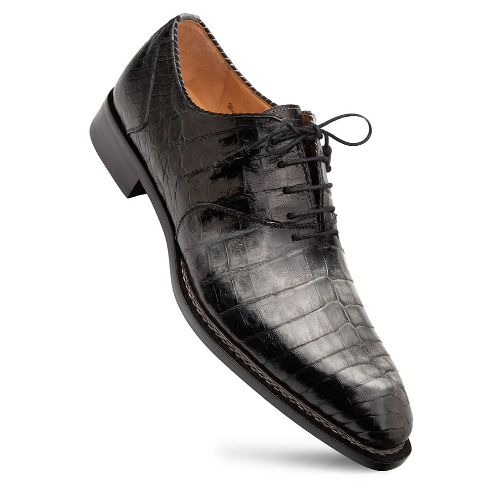 Mezlan Westside Two-Tone Crocodile Oxford Pearl Grey / Black (50172-F)