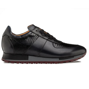 Mezlan Greenwich Calf/Lizard Sneaker - Black