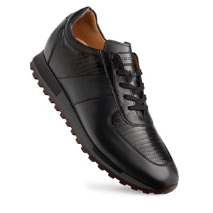Mezlan Greenwich Calf/Lizard Sneaker - Black