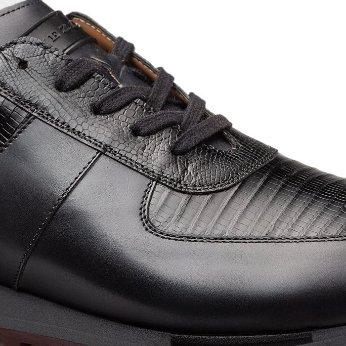 Mezlan Greenwich Calf/Lizard Sneaker - Black