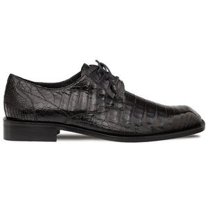 Mezlan Ugo Crocodile Square Toe Lace Up Derby Black (50200-F)