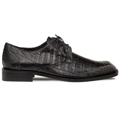 Mezlan Ugo Crocodile Square Toe Lace Up Derby Black (50200-F)