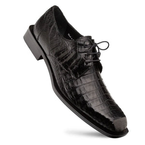 Mezlan Ugo Crocodile Square Toe Lace Up Derby Black (50200-F)