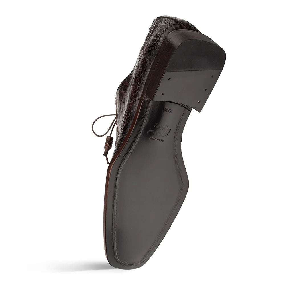 Mezlan Ugo Crocodile Square Toe Lace Up Derby Brown (50200-F)